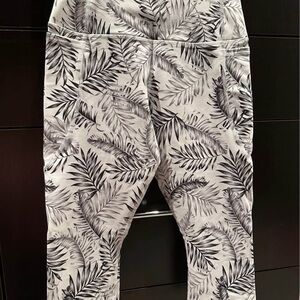 Leaf Print Joggers in Black and White